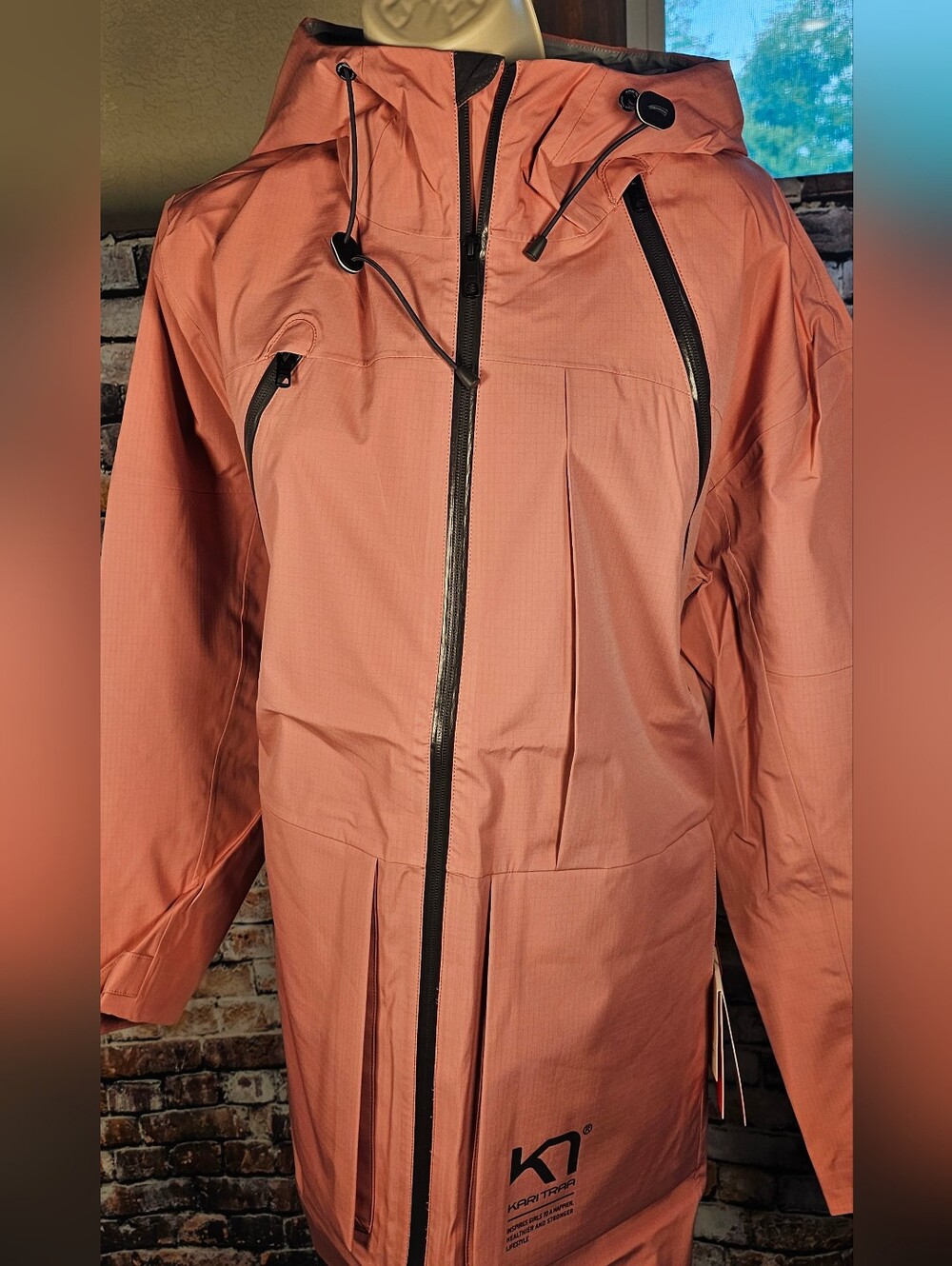 NWT Kari Traa Herre Waterproof Hooded Rain Jacket Shell Lotus Large